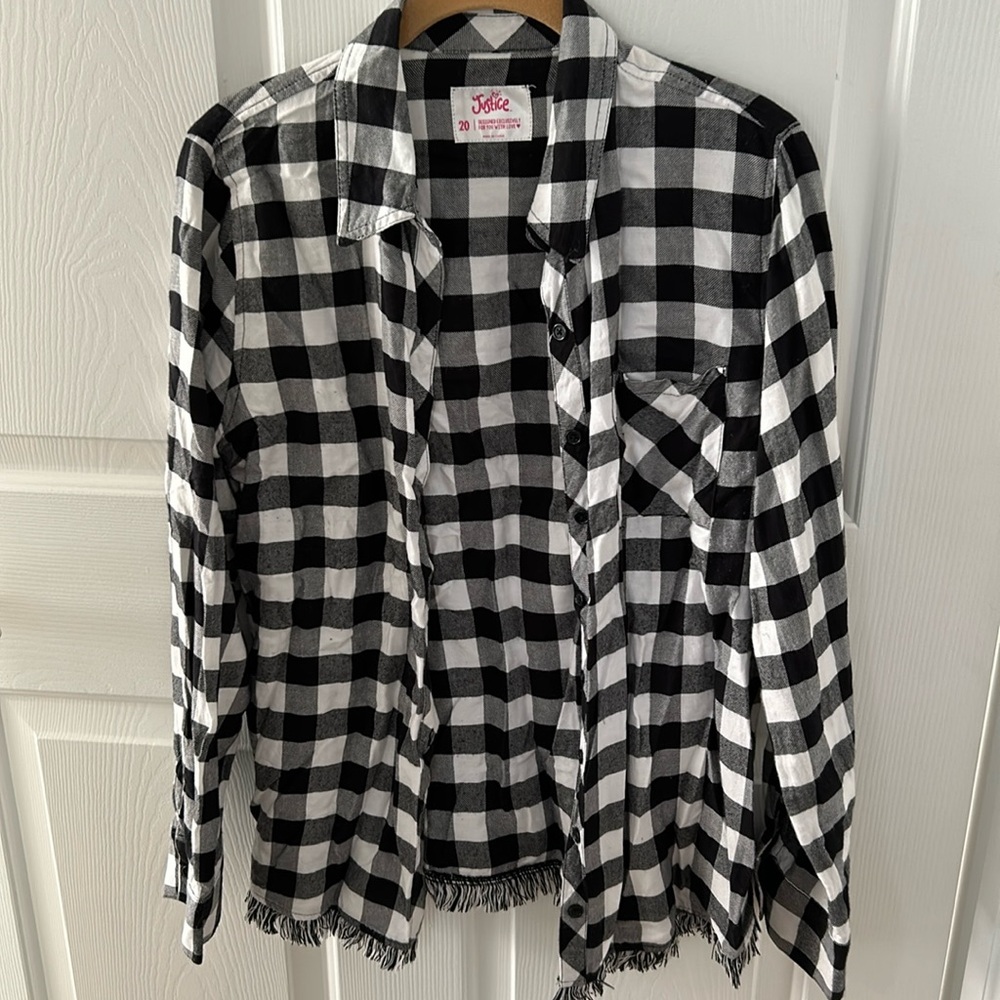 Justice houndstooth flannel top